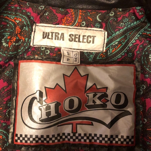 Vintage Choko black and pink real leather moto bomber jacket made in Canada EUC - Picture 10 of 15